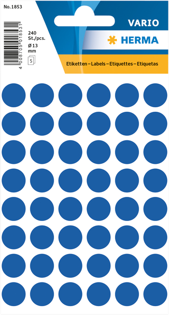 Etiket HERMA 1853 rond 13mm donkerblauw 240 etiketten afbeelding