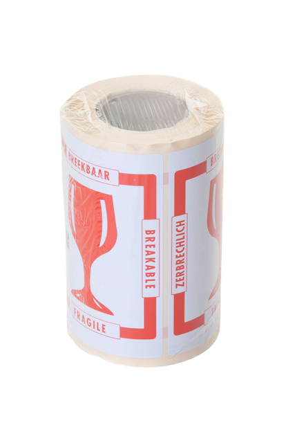 Waarschuwingsetiket IEZZY breekbaar 80mmx100m rood 250 stuks afbeelding
