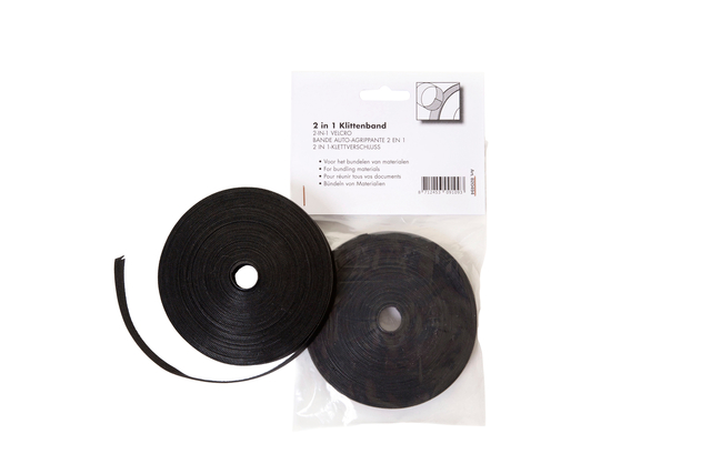 Klittenband Office kabelbinder 2-in 1 13mmx10m zwart afbeelding