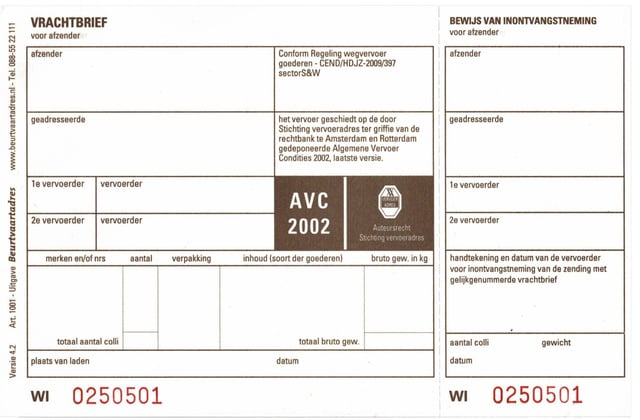 Vrachtbrief IEZZY BVA 1001 19x12cm 3voud 100stuks blanco afbeelding