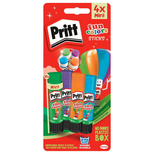 Lijmstift Pritt Stick 10gr FUN Colors 1 blister à 4 stuks afbeelding