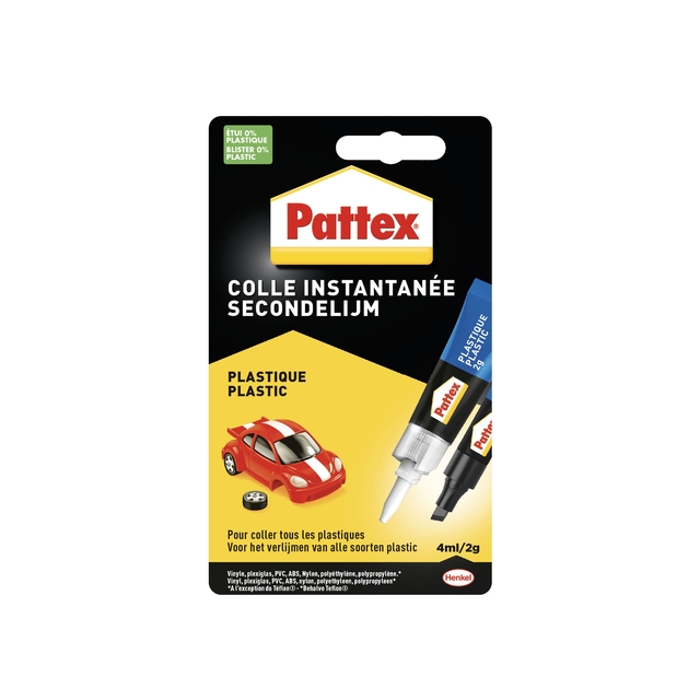 Secondelijm Pattex all plastic tube 2 gram op blister afbeelding