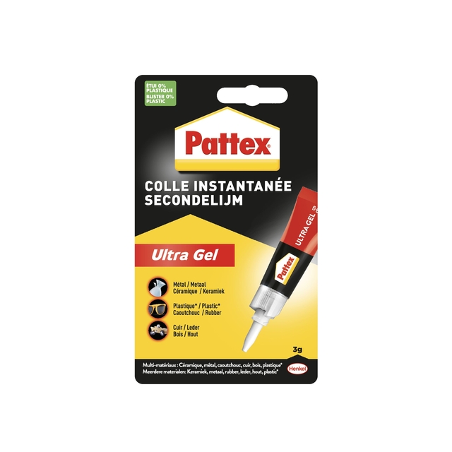 Secondelijm Pattex Ultra GEL tube 3 gram op blister afbeelding