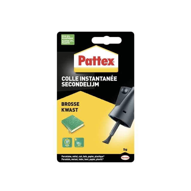 Secondelijm Pattex met kwast flacon 5 gram op blister afbeelding