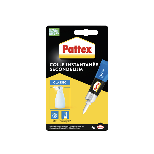 Secondelijm Pattex Classic tube 3gram op blister afbeelding