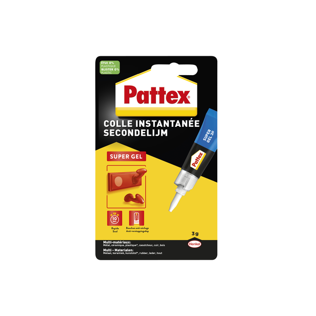 Secondelijm Pattex super gel tube 3gram op blister afbeelding