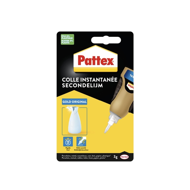 Secondelijm Pattex Gold original tube 3gram op blister afbeelding