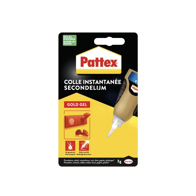 Secondelijm Pattex Gold GEL tube 3 gram op blister afbeelding