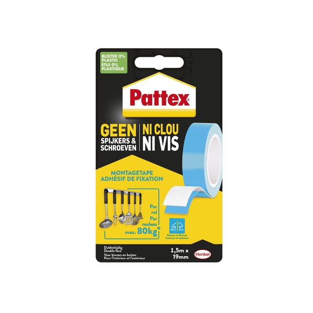 Plakband Pattex Super montage 20kg dubbbelzijdig voor binnen afbeelding