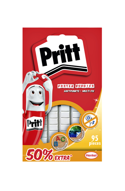 Buddies Pritt dubbelzijdige kleefpad poster blister à 95 stuks 50% gratis afbeelding