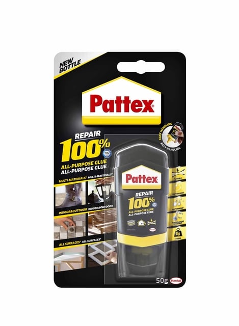 Alleslijm Pattex 100% tube 50 gram op blister afbeelding