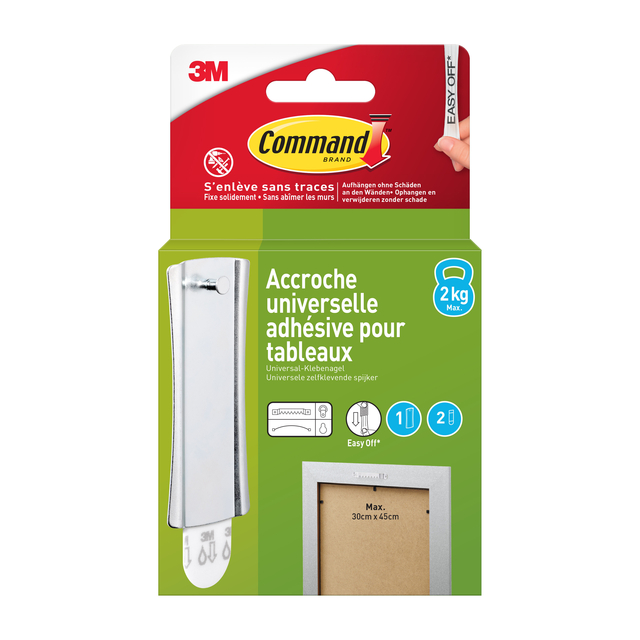 Haak Command metaal tbv oa schilderijlijsten incl bevestigingsstrip afbeelding