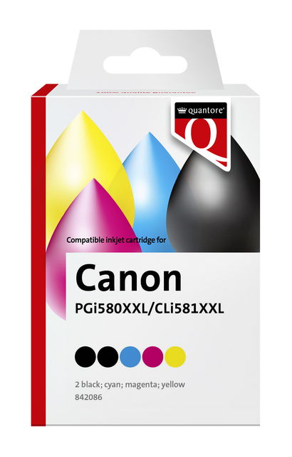 Inktcartridge Quantore alternatief tbv Canon PGI-580XXL CLI-581XXL 2x zwart + 3 kleuren afbeelding