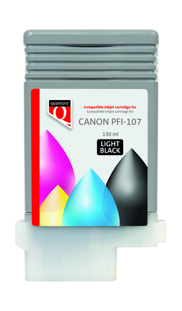 Inktcartridge Quantore alternatief tbv Canon PFI-107 licht zwart afbeelding