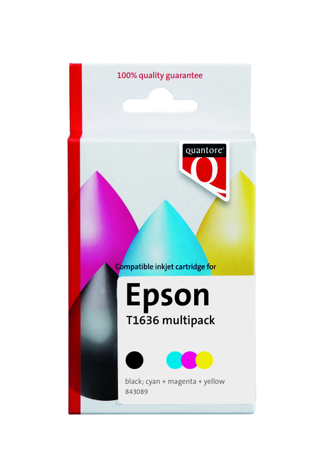 Inktcartridge Quantore alternatief tbv Epson 16XL T1636 zwart + 3 kleuren HC afbeelding