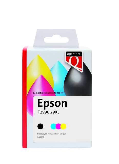 Inktcartridge Quantore alternatief tbv Epson 29XL T2996 zwart + 3 kleuren remanufactured afbeelding