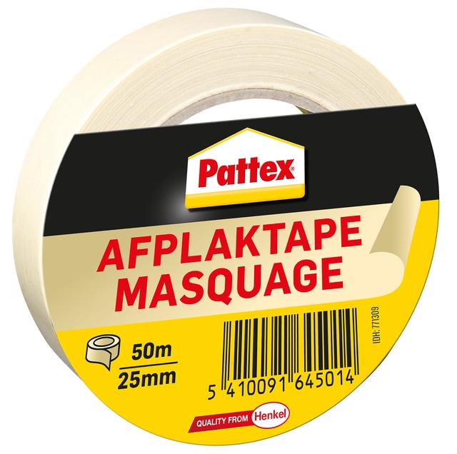 Afplaktape Pattex 25mmx50m creme afbeelding