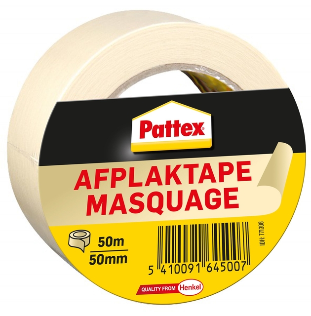 Afplaktape Pattex 50mmx50m creme afbeelding
