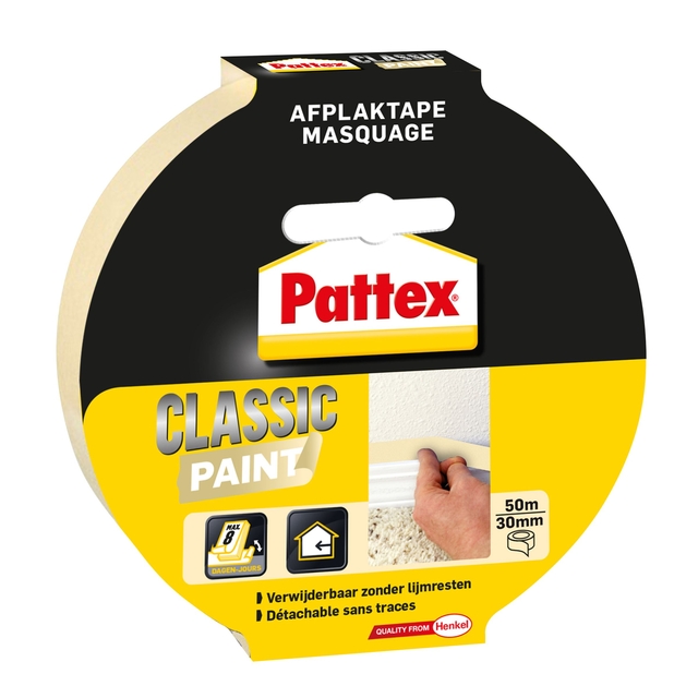 Afplaktape Pattex Classic 30mmx50m creme afbeelding
