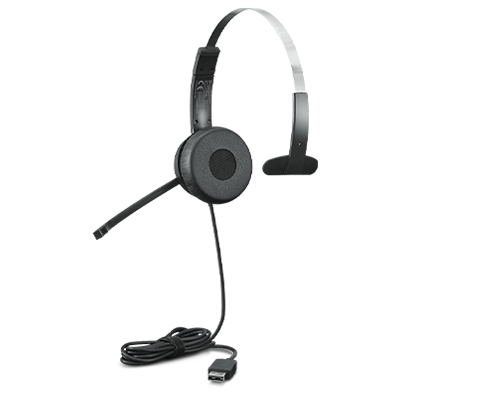 Lenovo 100 Mono Headset Bedraad Hoofdband Kantoor/callcenter USB Type-A Zwart afbeelding
