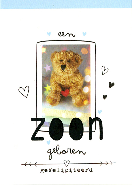 Wenskaart Paperclip navulset geboorte zoon 6 kaarten afbeelding