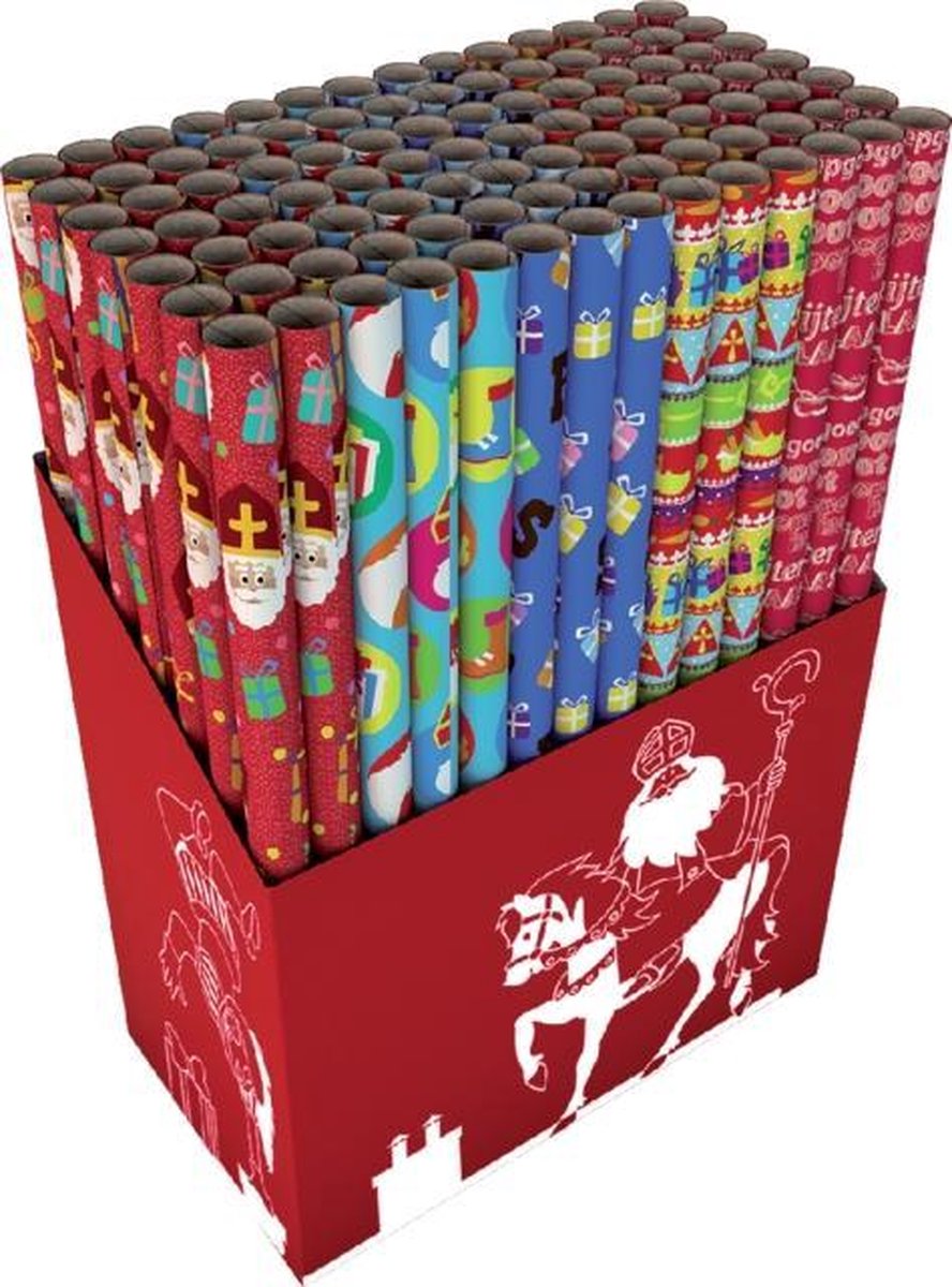 Inpakpapier sint 250x46,5cm assorti afbeelding