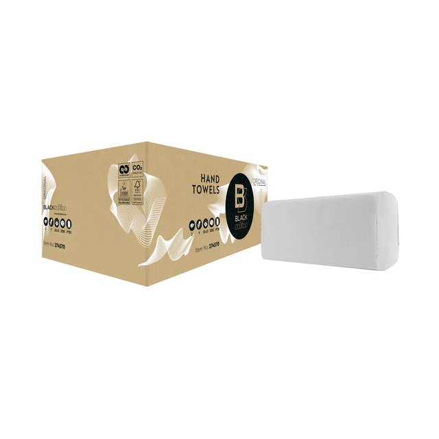 Handdoek BlackSatino PT30 Original v-vouw 2-laags 250x230mm 15x214 vel wit 274570 afbeelding