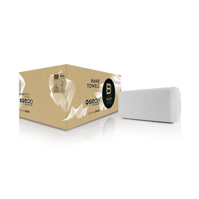 Handdoek BlackSatino PT30 Original v-vouw 2-laags 250x230mm 15x214 vel wit 274570 afbeelding