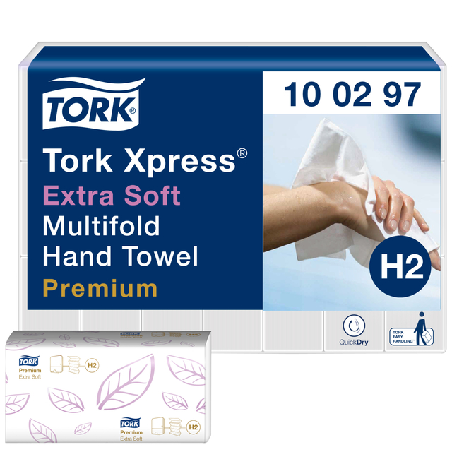 Handdoek Tork H2 Xpress Premium multifold 2-laags 212x340mm 21x100 vel wit 100297 afbeelding