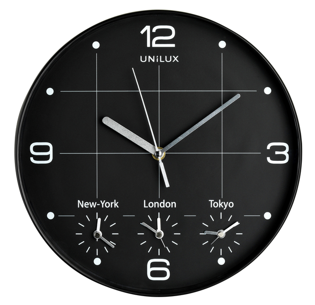 Wandklok Unilux On Time Ø 30.5cm zwart/wit afbeelding