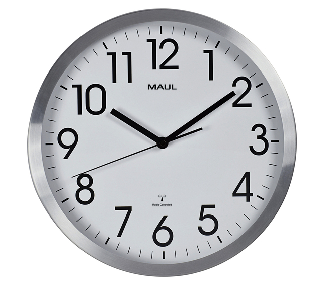 Wandklok MAUL Move RC Ø305x45mm aluminium frame wit incl. batterij afbeelding