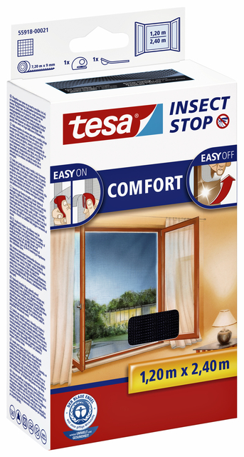 Insectenhor tesa® Insect Stop COMFORT buitendraaiende ramen 1,2x2,4m zwart — Foto 2 van 2
