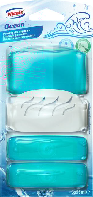 Toiletblok Air plus ocean 55ml met houder 3 stuks afbeelding