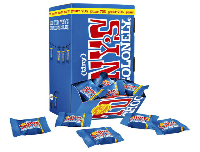 Chocolade Tony&apos;s Chocolonely tiny puur doos 100 st afbeelding