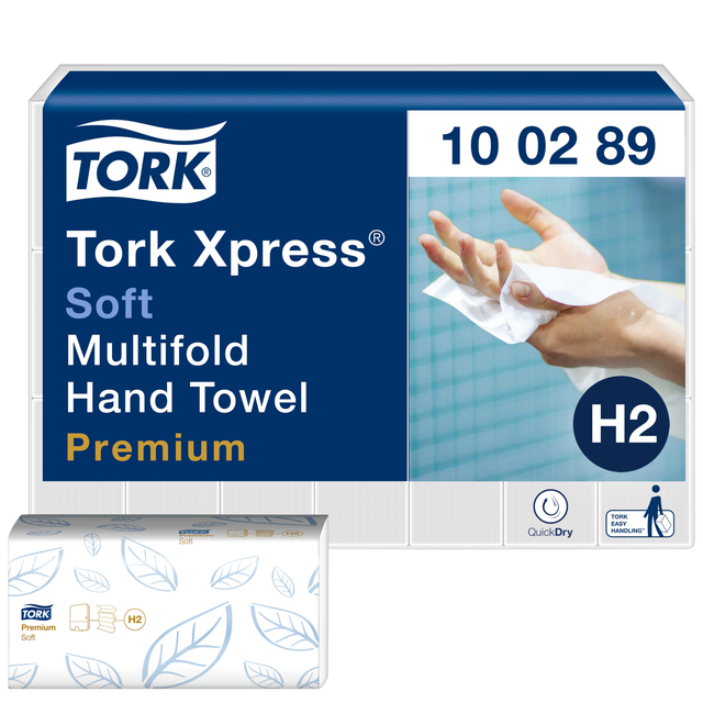 Handdoek Tork H2 Xpress Premium multifold 2-laags 212x255mm 21x150 vel wit 100289 afbeelding