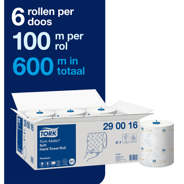 Handdoekrol Tork H1 Matic Premium 2-laags 100m wit 290016 — Foto 2 van 2