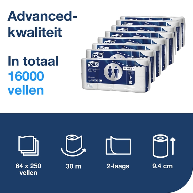 Toiletpapier Tork T4 Advanced 2-laags 250 vel wit 110767 — Foto 2 van 2