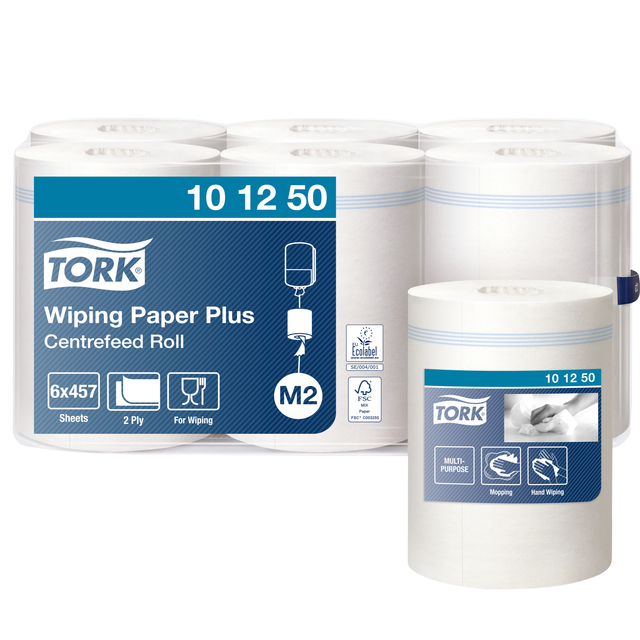 Poetspapier Tork M2 Plus Advanced 2-laags 160m wit 101250 afbeelding