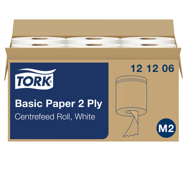 Poetsrol Tork Basic M2 centerfeed multifunctioneel 2-laags 160m wit 121206 afbeelding