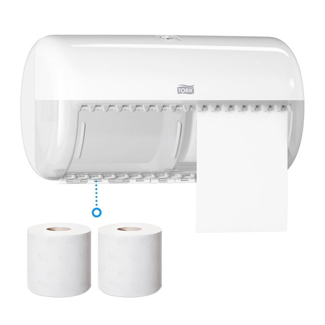 Toiletpapierdispenser Tork T4 Elevation duo wit 557000 — Foto 2 van 2