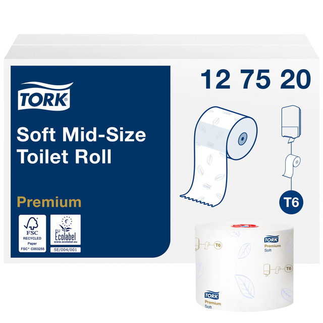 Toiletpapier Tork T6 Premium 2-laags 90m wit 127520 afbeelding