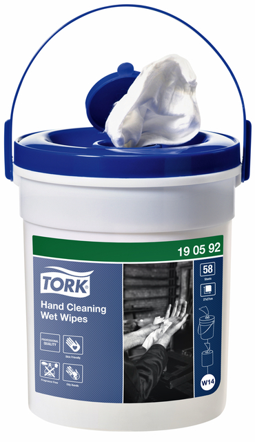 Handreinigingsdoek Tork W14 Premium emmer 1-laags 58 vel wit 190592 afbeelding