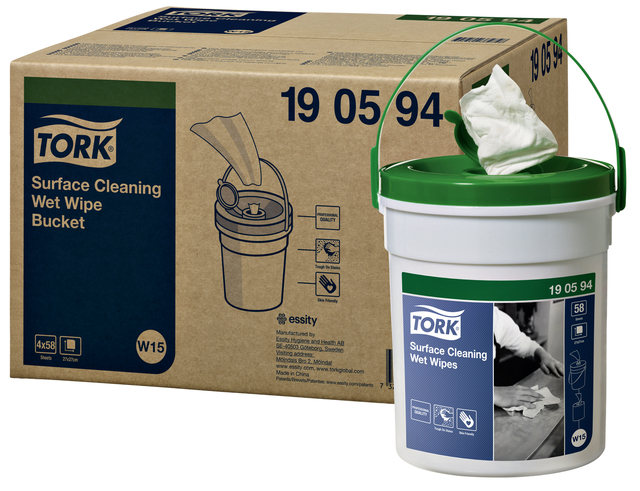 Reinigingsdoek Tork W15 Premium emmer 1-laags 58 vel wit 190594 — Foto 2 van 2