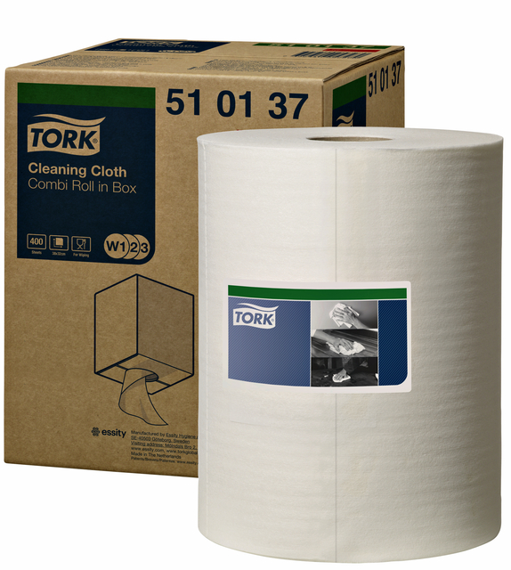 Reinigingsdoek Tork W2 Premium 1-laags 152m wit 510137 afbeelding