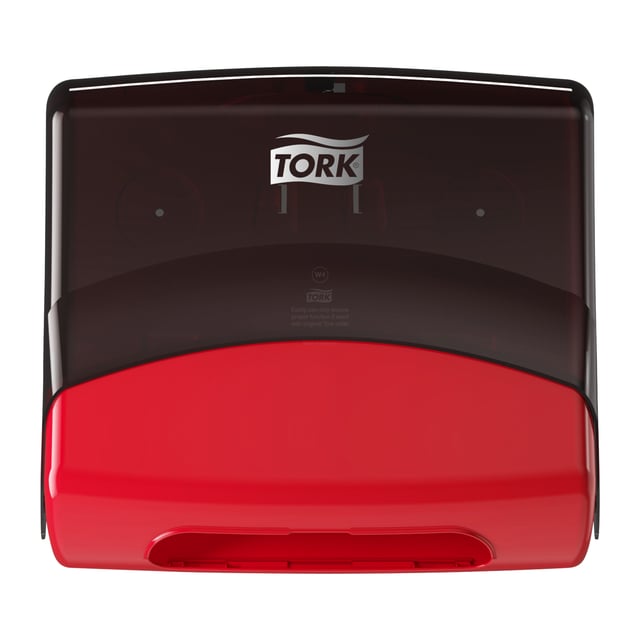 Reinigingsdoekdispenser Tork W4 Performance wandmontage zwart/rood 654008 afbeelding