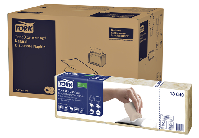 Servet Tork N4 Xpressnap Advanced 1/4 vouw 1-laags 213x330mm 1125 vel naturel 13840 — Foto 2 van 2