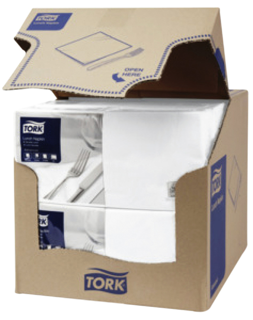 Lunchservet Tork Advanced 1/4 vouw 2-laags 328x325mm 200 vel wit 477149 — Foto 2 van 2
