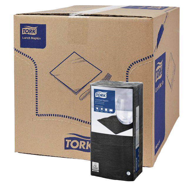 Cocktailservet Tork Advanced 1/4 vouw 2-laags 238x238mm 200 vel zwart 477829 — Foto 2 van 2