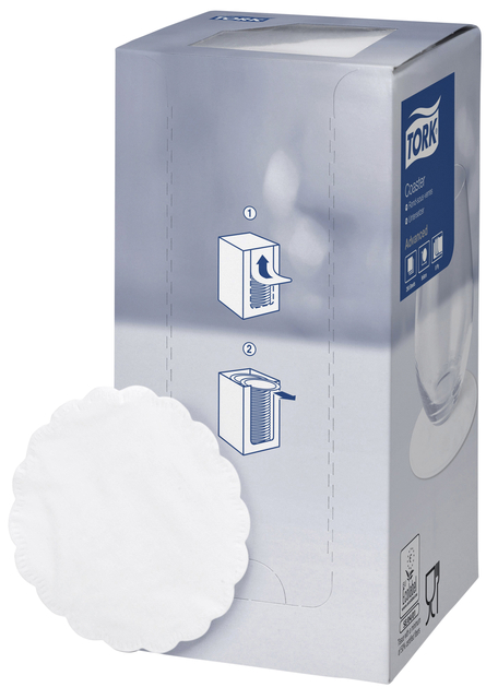 Onderzetter Tork Advanced 8-laags 90mm 250 vel wit 474474 afbeelding