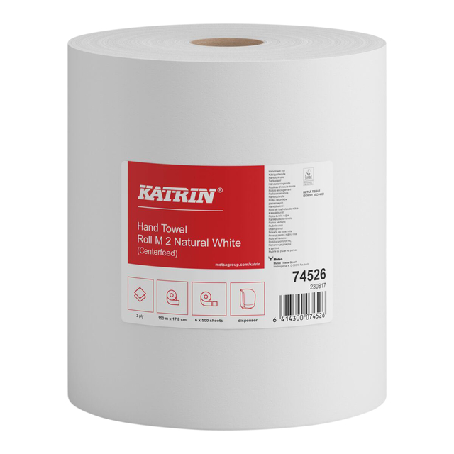 Poetspapier Katrin medium 2-laags 500 vel wit 74526 afbeelding